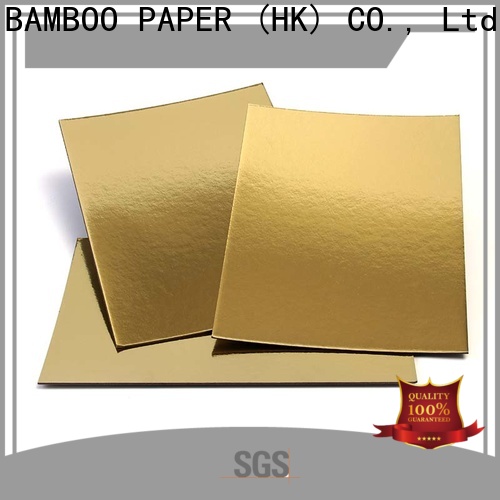 NEW BAMBOO PAPER stiff silver foil board free design for dessert packaging